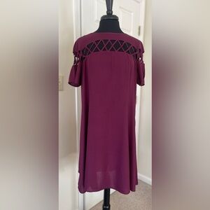 NWOT-Torrid Wine Lattice Challis Trapeze Mini Dress